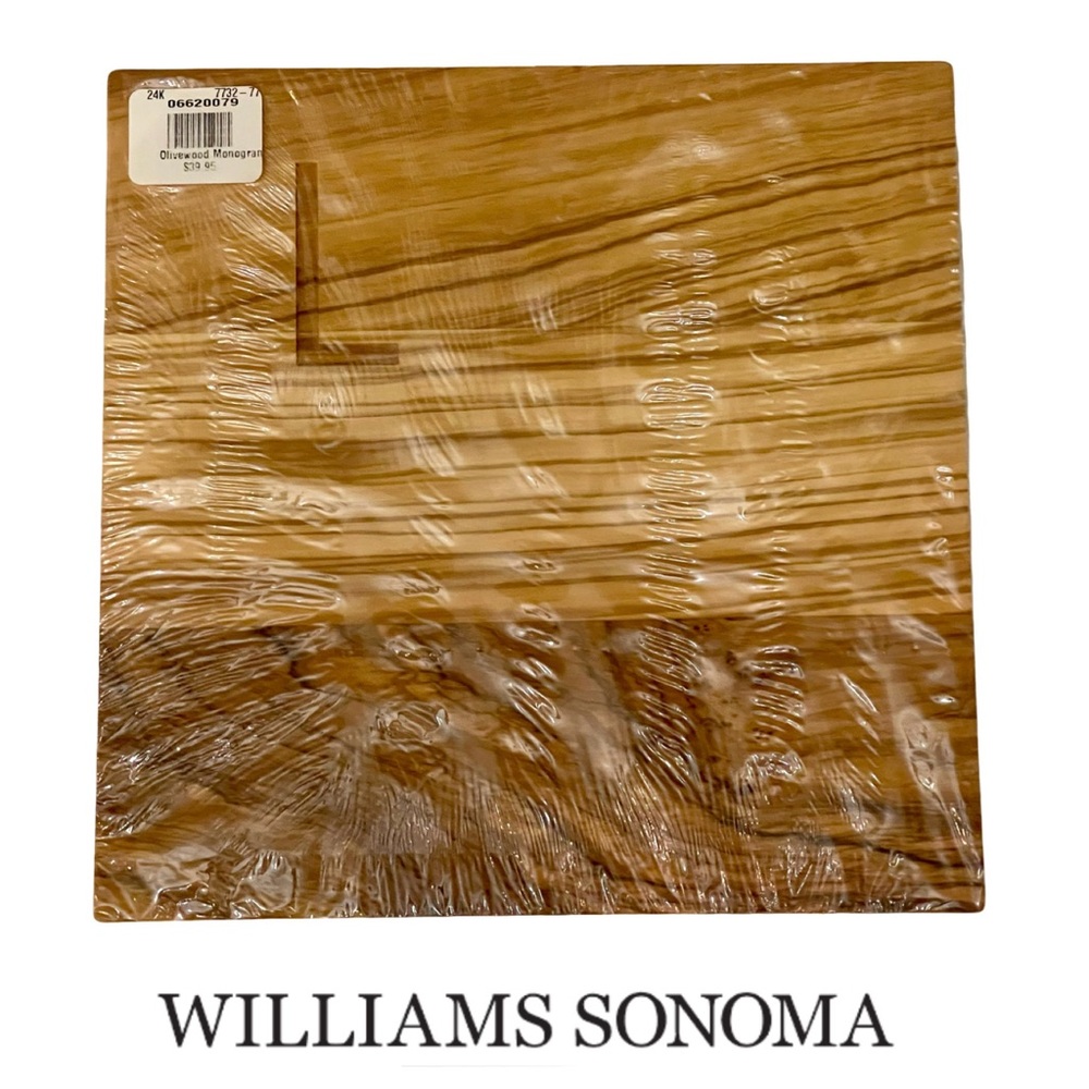 Letter L Monogram Olive Wood Cheese Board 8” x 8”